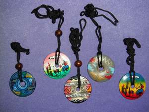 Peruvian ceramic hand made painted pendants