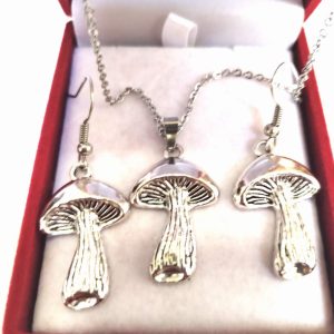 Complete set pendant-earrings-  Mushroom stainless steel